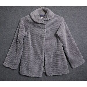 Patagonia Jacket Girls‎ XL Black Pelage Faux Fur Pile Coat Pockets 2 Button Open